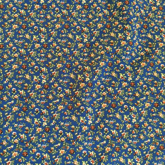 BTFBM Blue Floral High Neck Short Sleeve Blouse Size Large Ruffled Sleeves - Picture 8 of 13